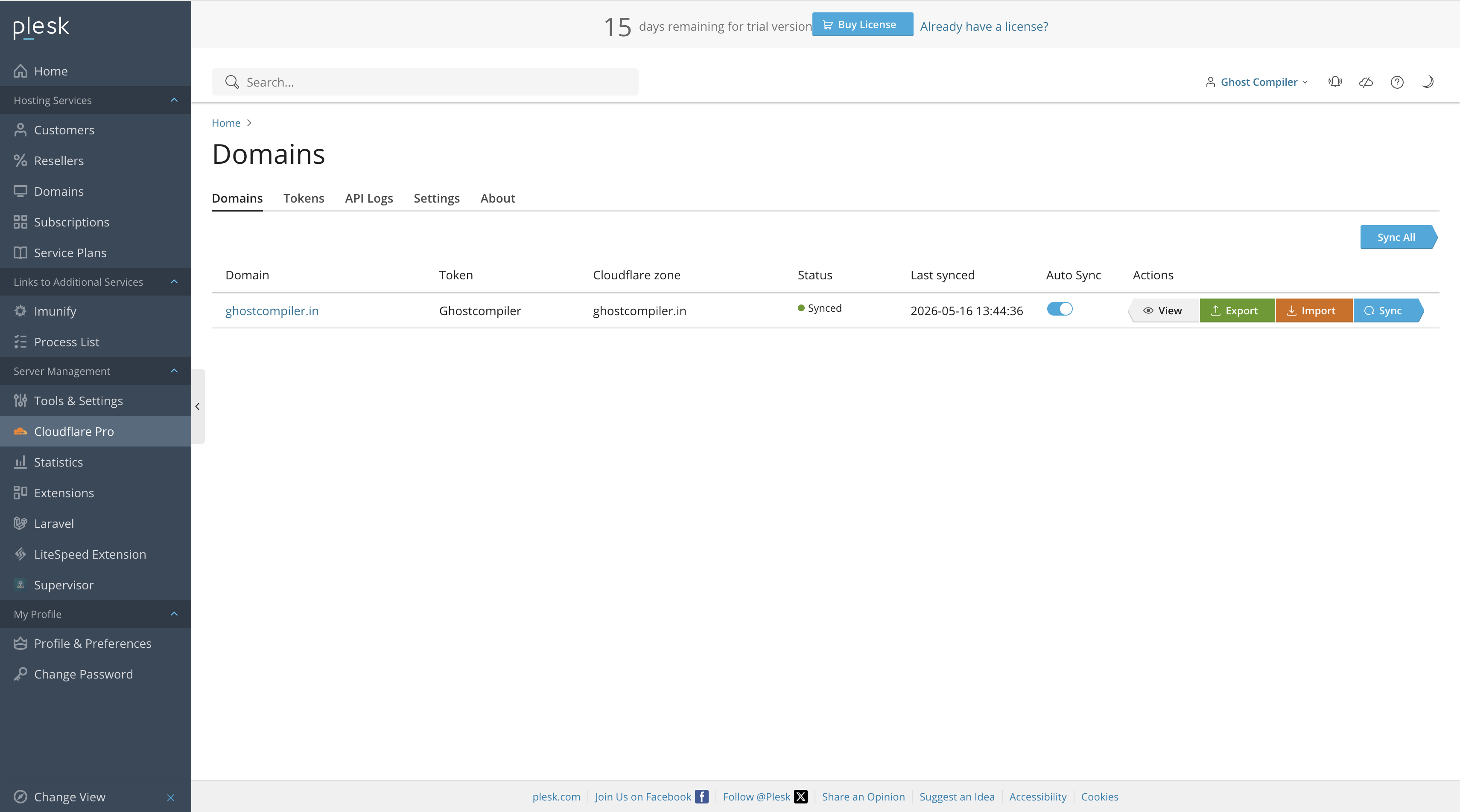 Cloudflare Pro domains light theme