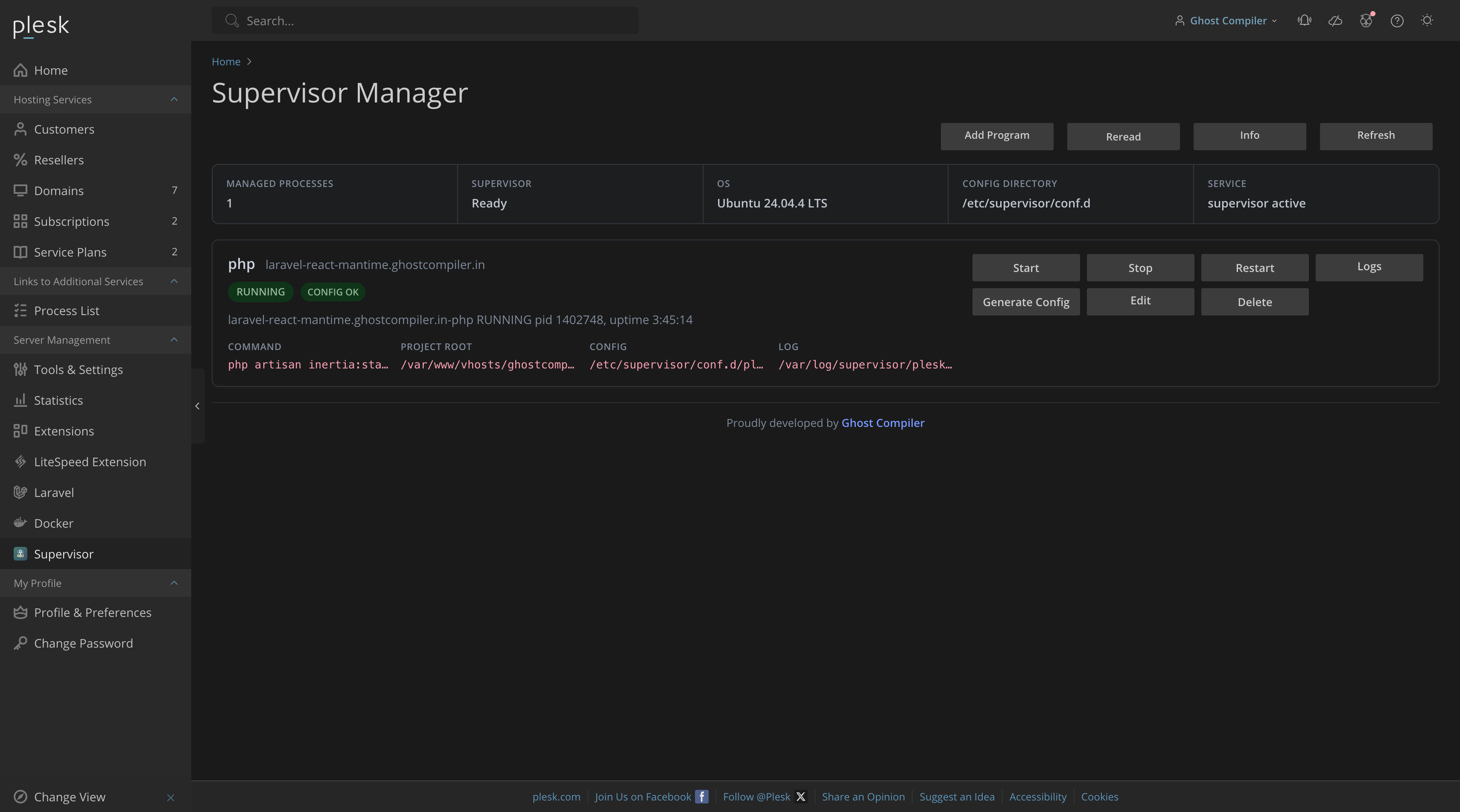 Supervisor Manager dashboard dark theme
